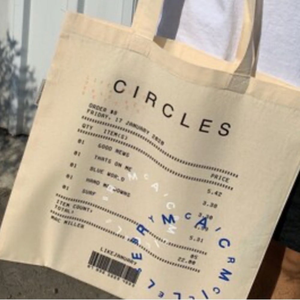 NEW MAC MILLER CIRCLES ALBUM CUSTOM MADE TOTE BAG!
